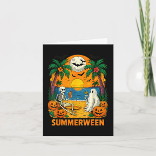 Summerween Skeleton Ghost Beach Party Halloween Vi Karte