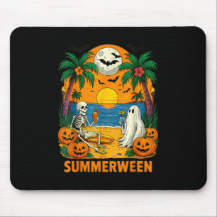 Summerween Skeleton Ghost Beach Party Halloween Vi Mousepad