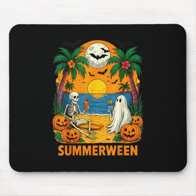 Summerween Skeleton Ghost Beach Party Halloween Vi Mousepad (Vorne)