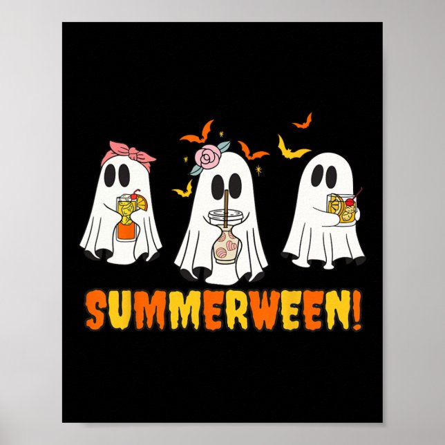 Summerween Skeleton Ghost Beach Party Halloween Vi Poster (Vorne)