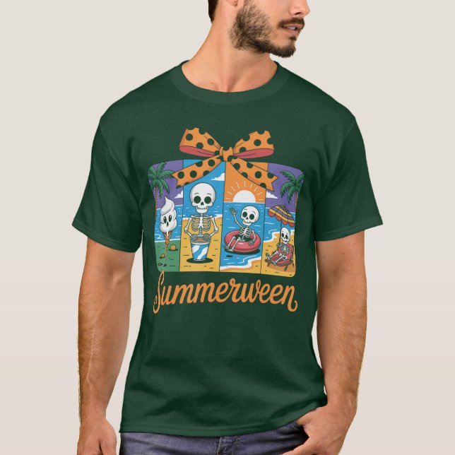 Summerween Skeleton Ghost Beach Party Halloween Vi T-Shirt (Vorderseite)