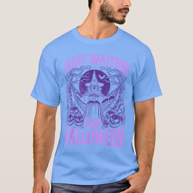 Summerween Skeleton Just Waiting For Halloween T-Shirt (Vorderseite)