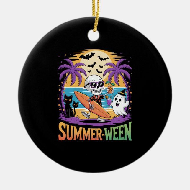 Summerween Skeleton Party Halloween Keramik Ornament (Vorne)