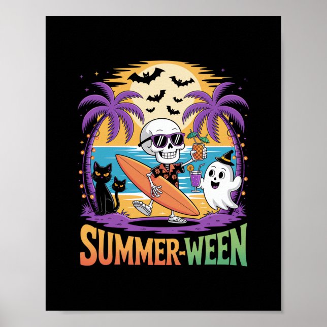Summerween Skeleton Party Halloween Poster (Vorne)