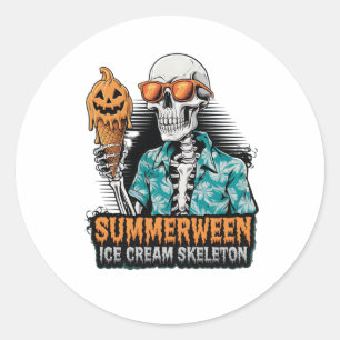 Summerween Skeleton - Spooky Ice Creme Halloween V Runder Aufkleber