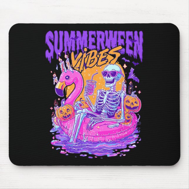Summerween Skeleton Spooky Summer Beach Skelly Hal Mousepad (Vorne)