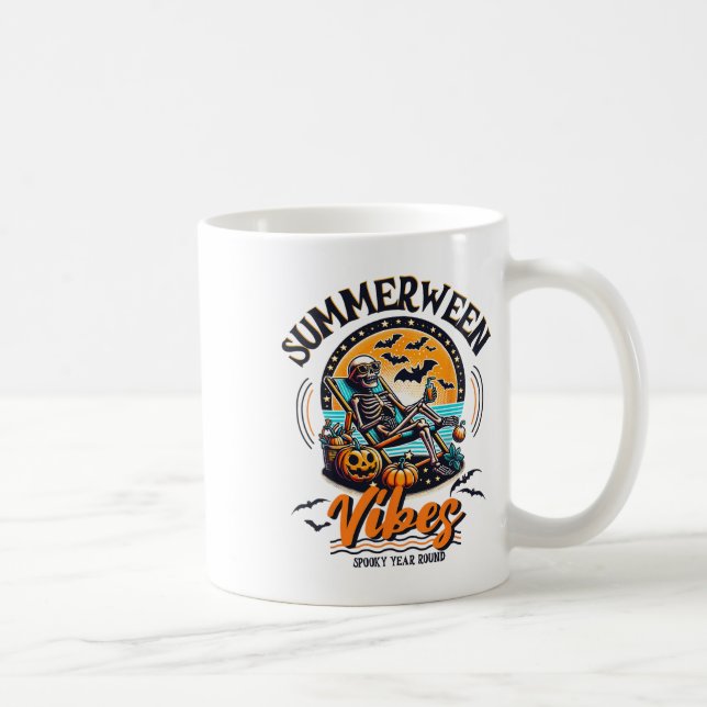 Summerween Skeleton Spooky Year Round Summer Hallo Kaffeetasse (Rechts)