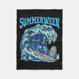 Summerween Skeleton Surf Grim Sensenmann Beach Spo Fleecedecke