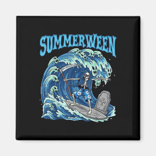 Summerween Skeleton Surf Grim Sensenmann Beach Spo Magnet