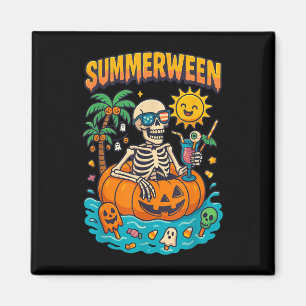Summerween Skeleton Vibes Chillin in einer Kürbisf Magnet