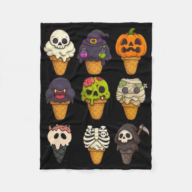 Summerween Skeleton Zombie Pumpkin Mummy Ice Creme Fleecedecke (Vorderseite)