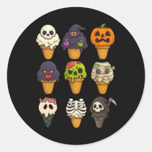 Summerween Skeleton Zombie Pumpkin Mummy Ice Creme Runder Aufkleber