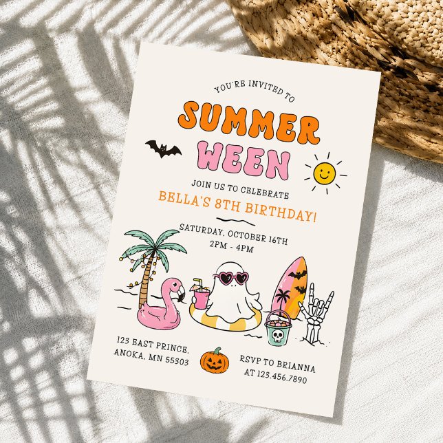 Summerween Sommerpool Halloween Geburtstagsfeier Einladung (Von Creator hochgeladen)