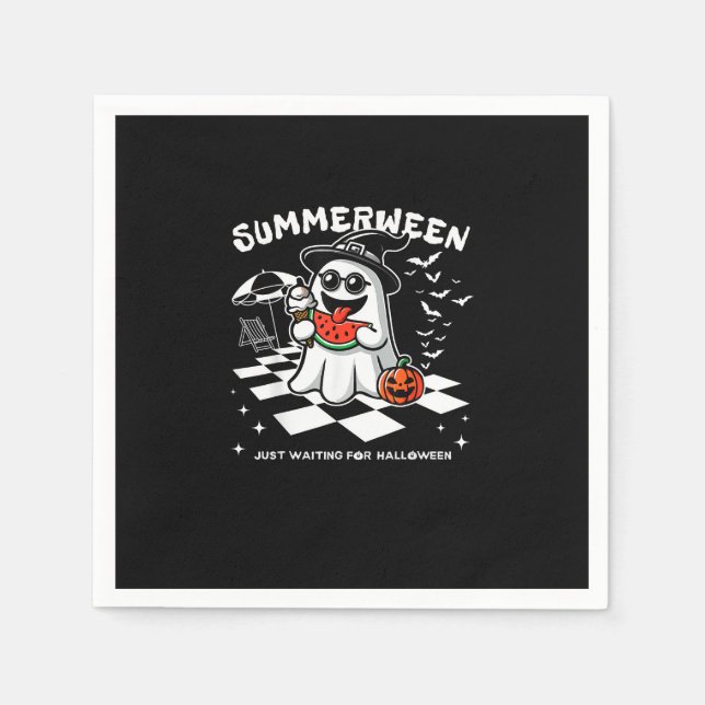 Summerween Spooky Halloween Summer Vibes Pumpkin G Serviette (Vorderseite)