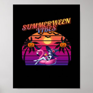 Summerween Stimmung Hexen Flamingo Schwimmkörper,  Poster