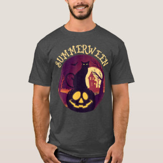 Summerween-Stimmung Retro-Schwarze Katze Gruselig  T-Shirt