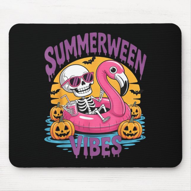 Summerween Stimmung Skelett Flamingo Gruselig Hall Mousepad (Vorne)