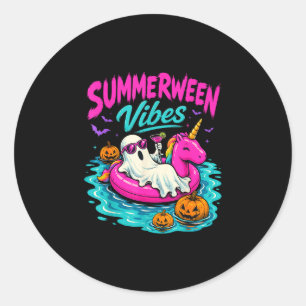 Summerween Stimmung unheimliches Gespenst Einhorn Runder Aufkleber