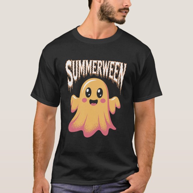 Summerween-Strandgeist mit Sonnenbrille und Sandbu T-Shirt (Vorderseite)