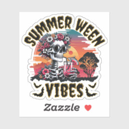 Summerween Sunset Floral Skeleton Tropical Juice Aufkleber