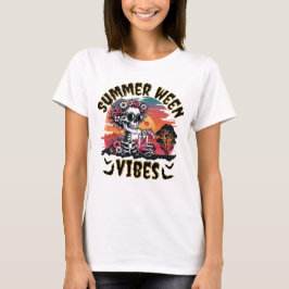 Summerween Sunset Floral Skeleton Watermelon Juice T-Shirt