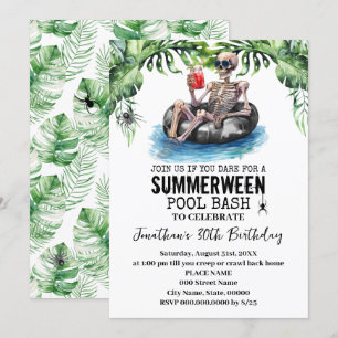 Summerween-Tropische-Skelett-Geburtstagsfeier Einladung