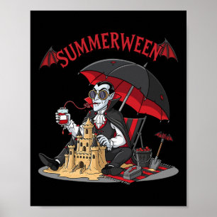 Summerween Vampire Beach Dracula Sandcastle Gotik Poster