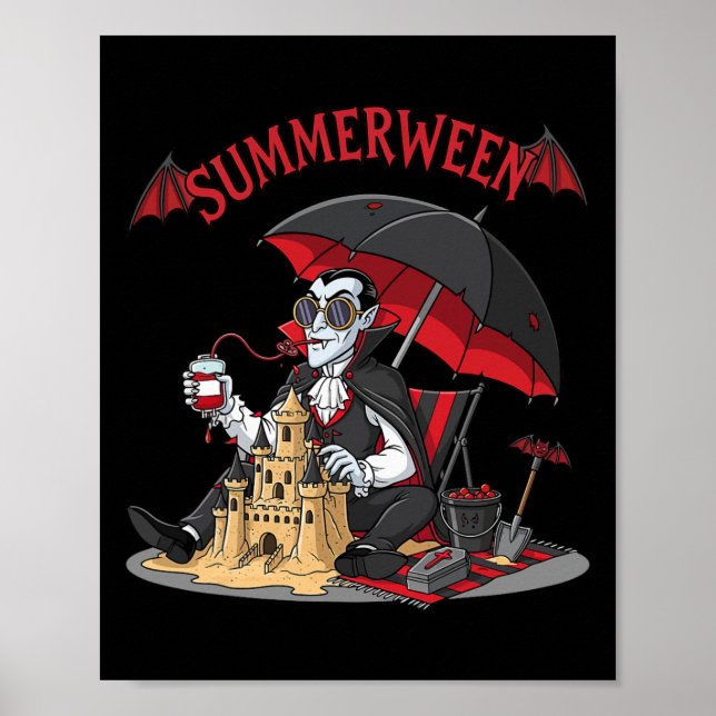 Summerween Vampire Beach Dracula Sandcastle Gotik Poster (Vorne)
