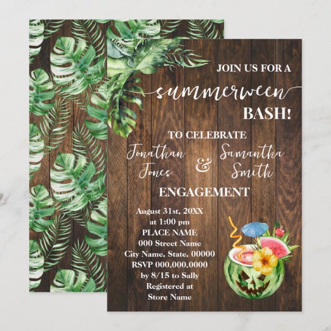 Summerween Verlobung Hochzeitsfeier Party Einladung (Vorne/Hinten)