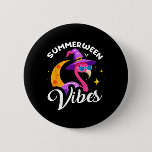 Summerween Vibes Flamingo Sommer Halloween Vacatio Button