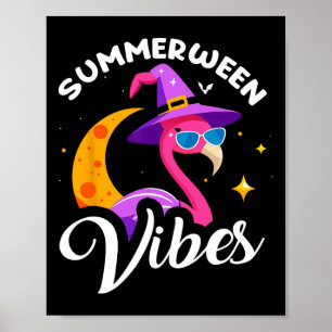 Summerween Vibes Flamingo Sommer Halloween Vacatio Poster
