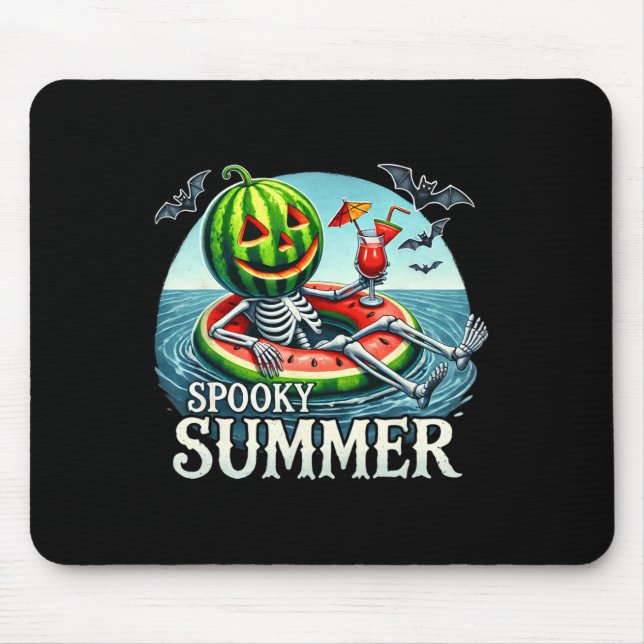 Summerween Vibes Funny Skeleton Halloween Beach Va Mousepad (Vorne)