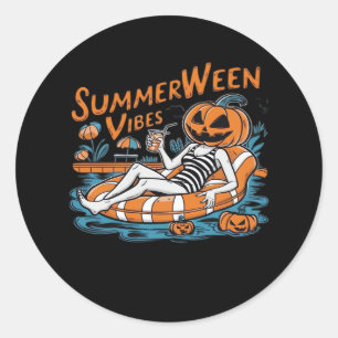 Summerween Vibes für Spooky Summer, Halloween-Gesc Runder Aufkleber