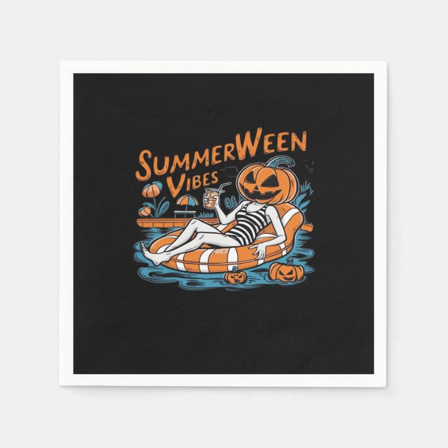 Summerween Vibes für Spooky Summer, Halloween-Gesc Serviette (Vorderseite)