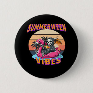 Summerween Vibes Grim Sensenmann Flamingo Float Re Button