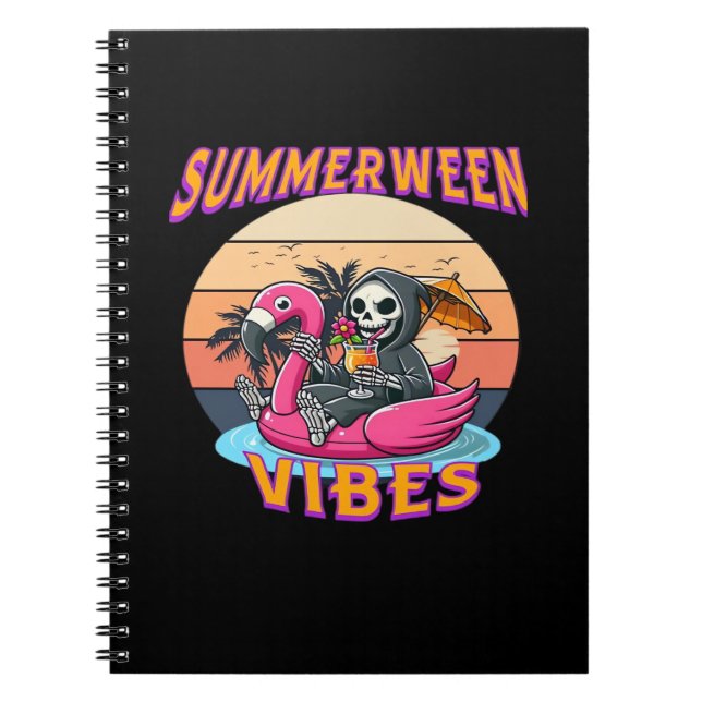 Summerween Vibes Grim Sensenmann Flamingo Float Re Notizblock (Vorderseite)