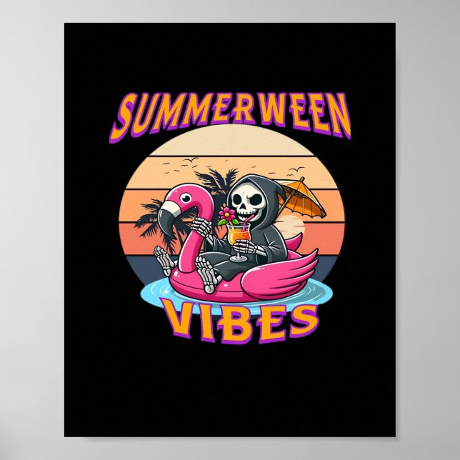 Summerween Vibes Grim Sensenmann Flamingo Float Re Poster (Vorne)