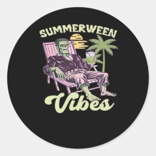 Summerween Vibes Halloween Classic Runder Aufkleber