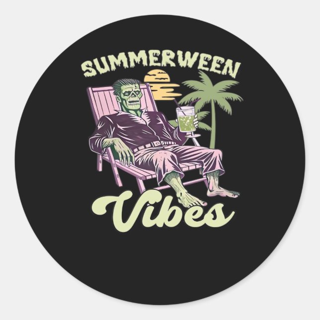 Summerween Vibes Halloween Classic Runder Aufkleber (Vorderseite)