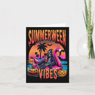 Summerween Vibes Halloween Sommerurlaub Skeleto Karte