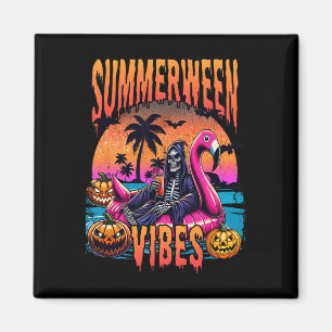Summerween Vibes Halloween Sommerurlaub Skeleto Magnet