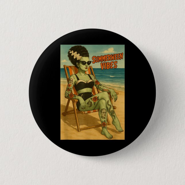 Summerween Vibes Retro Beach Gothic Style T-Shirt Button (Vorderseite)