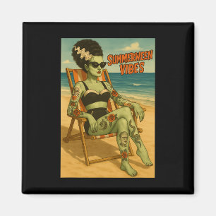 Summerween Vibes Retro Beach Gothic Style T-Shirt Magnet