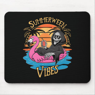 Summerween Vibes Skeleton Flamingo Spooky Hallowee Mousepad