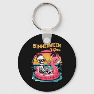 Summerween Vibes Skeleton Flamingo Spooky Hallowee Schlüsselanhänger