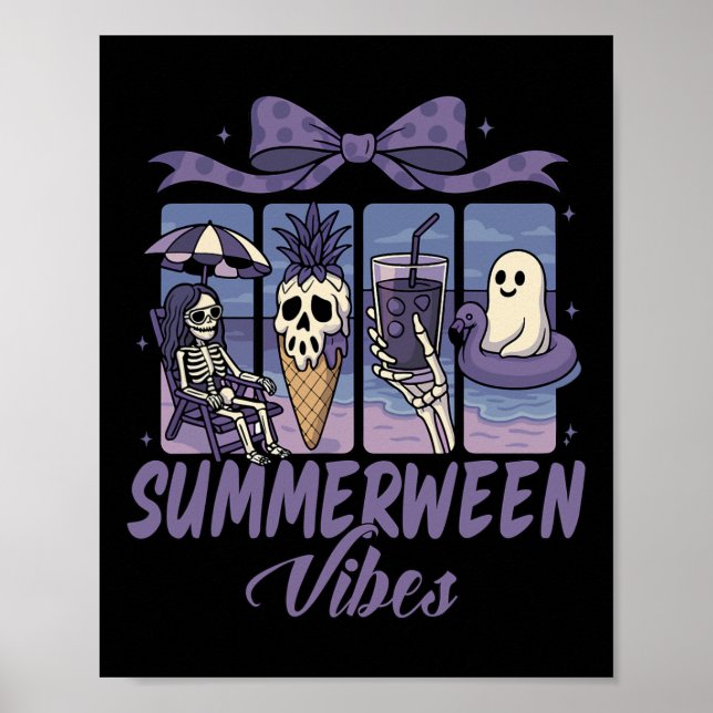 Summerween Vibes Skeleton Ghost Beach Party Hallow Poster (Vorne)