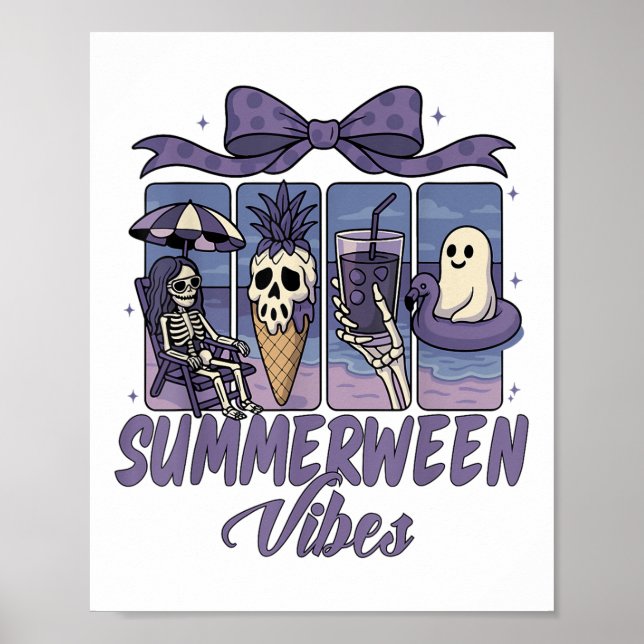 Summerween Vibes Skeleton Ghost Beach Party Hallow Poster (Vorne)