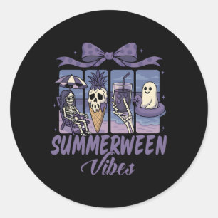 Summerween Vibes Skeleton Ghost Beach Party Hallow Runder Aufkleber