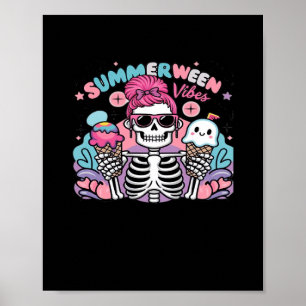 Summerween Vibes Skeleton IceCream Sommerferien Poster