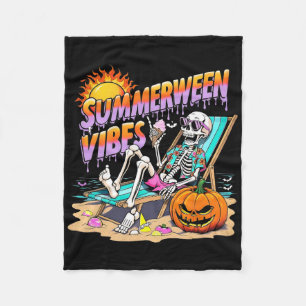 Summerween Vibes Skeleton Pumpkin Spooky Urlaub Fleecedecke
